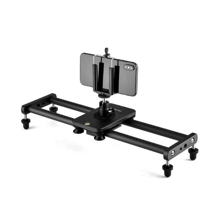 YELANGU L140T-A 40cm Carbon Fiber Slide Rail Track with Phone Clamp & BallHead Adapter for Smartphones (Black)