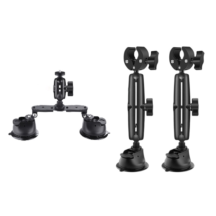 1/4 inch Screw Dual-Leg Suction Cup Mount and 2 x Single-leg Car Suction Cup Mount Crab Clamps Set (Black)