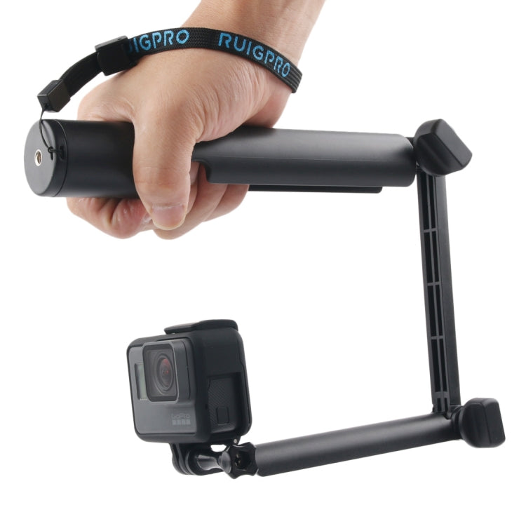 3-Way Monopod + Magic Mount Selfie Stick for GoPro, Insta360, DJI and Other Action Cameras, Length: 24.5-63cm(Black)