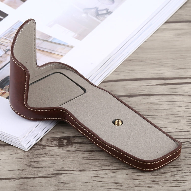 1/4 inch Thread PU Leather Camera Half Case Base for Canon EOS 6D / 6D Mark II (Coffee)