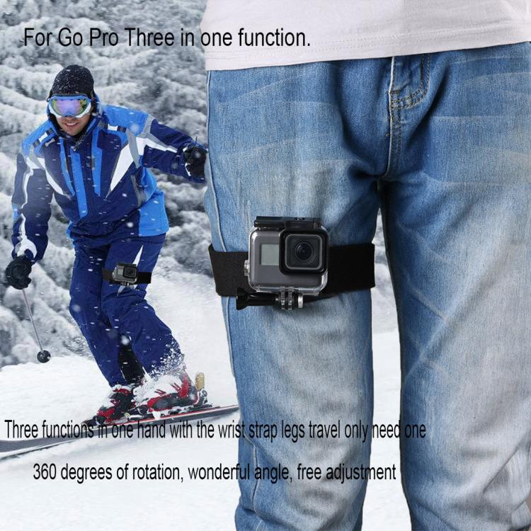 GP278 3 in 1 Hand Wrist Arm Leg Straps 360-degree Rotation Mount for GoPro, Insta360, DJI and Other Action Cameras(Black)