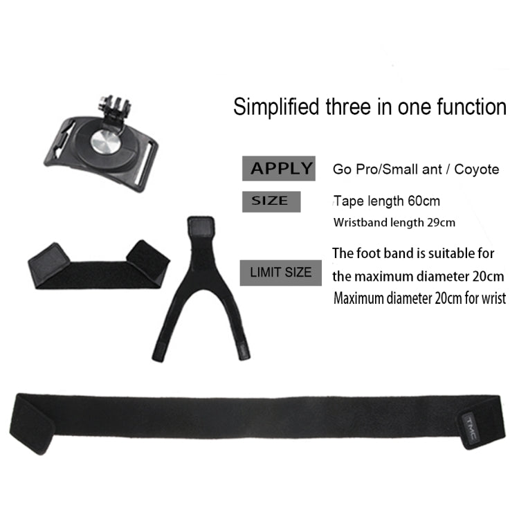 GP278 3 in 1 Hand Wrist Arm Leg Straps 360-degree Rotation Mount for GoPro, Insta360, DJI and Other Action Cameras(Black) - Wrist Strap by PMC Jewellery | Online Shopping South Africa | PMC Jewellery | Buy Now Pay Later Mobicred