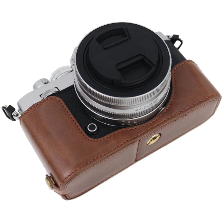1/4 inch Thread PU Leather Camera Half Case Base for Nikon Z fc (Brown)
