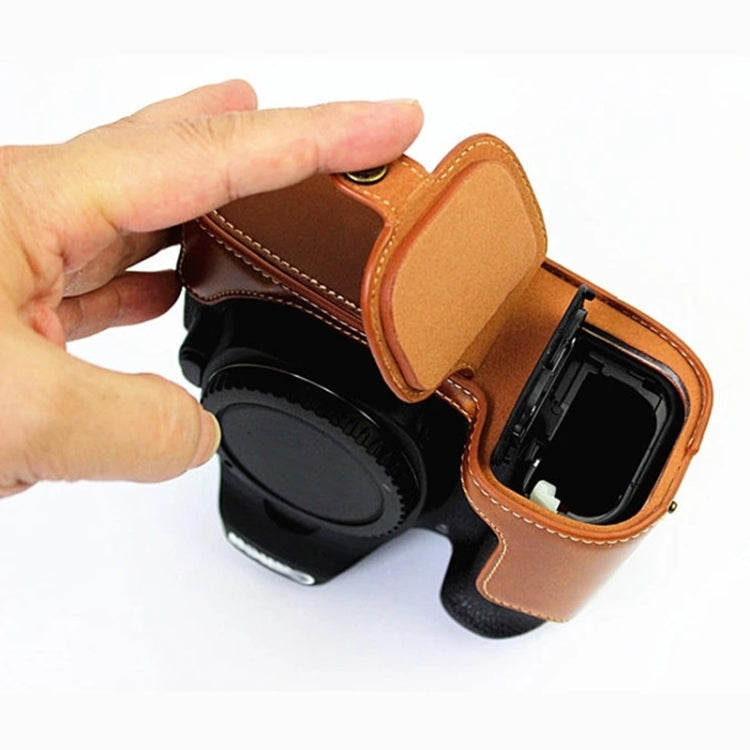 1/4 inch Thread PU Leather Camera Half Case Base for Canon EOS 80D / 70D(Coffee) - Half Case by PMC TechLife | Online Shopping South Africa | PMC TechLife | Buy Now Pay Later Mobicred