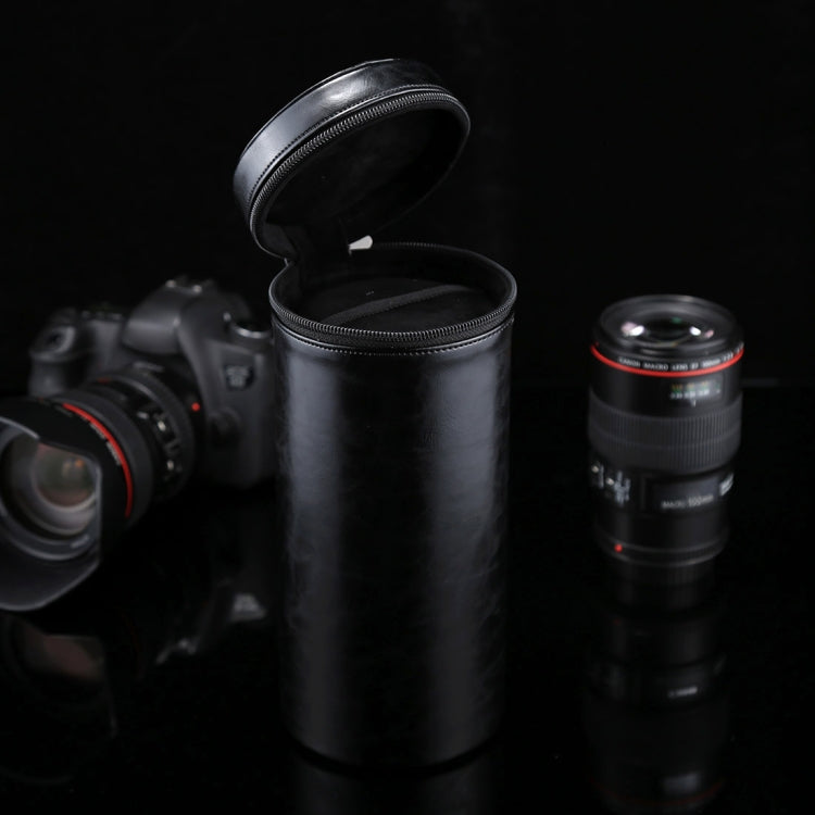 Extra Large Lens Case Zippered PU Leather Pouch Box for DSLR Camera Lens, Size: 24.5*10.5*10.5cm(Black)