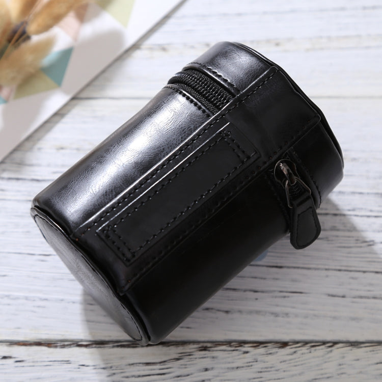 Small Lens Case Zippered PU Leather Pouch Box for DSLR Camera Lens, Size: 11x8x8cm(Black)