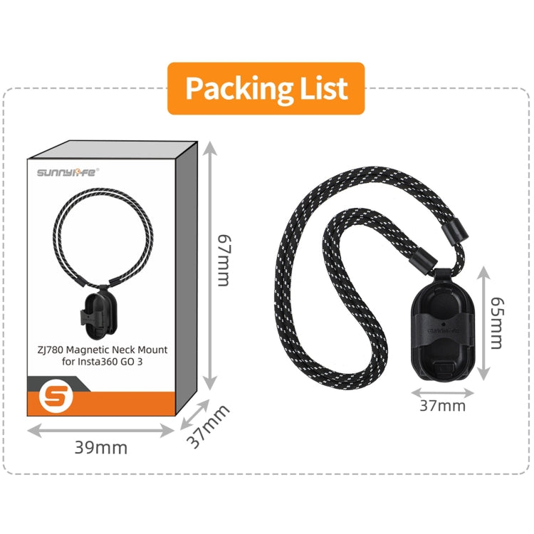 For Insta360 GO 3 Sunnylife Magnetic Neck Mount Chest Body Camera Necklace Lanyard POV Vlog Holder (Black) - free shipping - PMC TechLife - Order now!