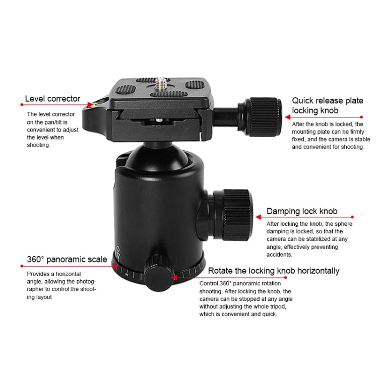 TRIOPO T226 Adjustable Portable Aluminum Alloy Tripod with D-0 Ball Head for SLR Camera