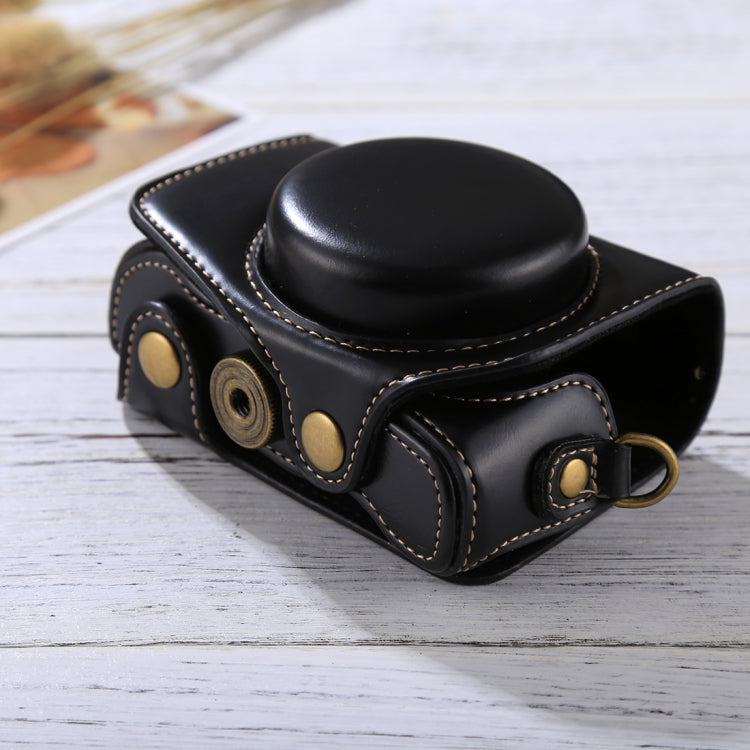 Full Body Camera PU Leather Camera Case Bag with Strap for Canon PowerShot G7 X Mark II (Black)
