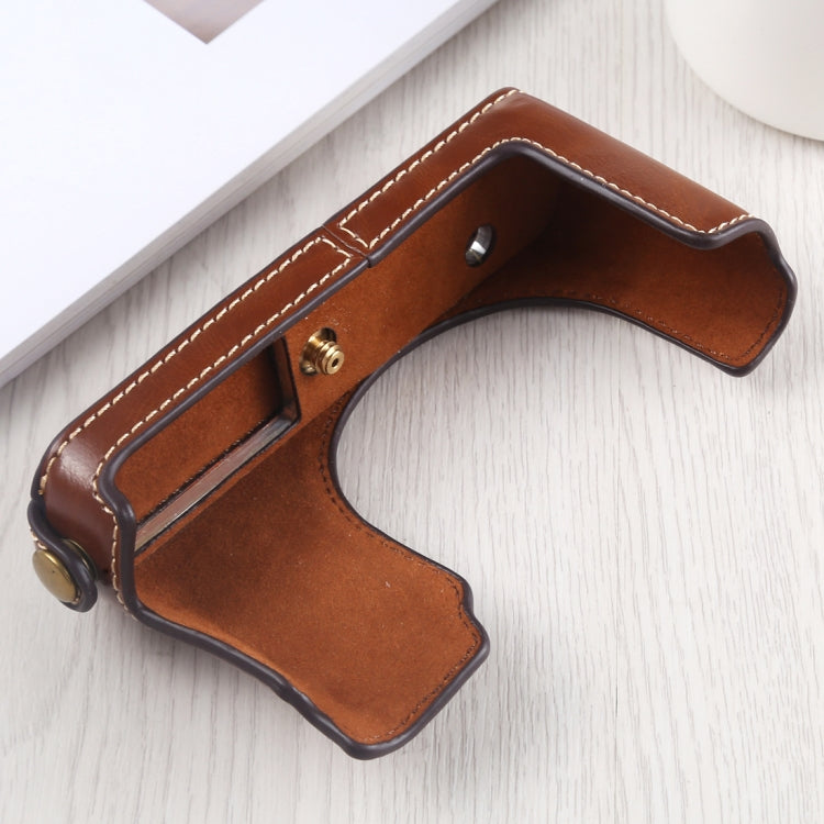 1/4 inch Thread PU Leather Camera Half Case Base for Leica DLUX TYP 109 (Coffee) - free shipping - PMC TechLife - Order now!