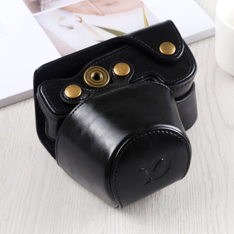 Full Body Camera PU Leather Case Bag with Strap for Sony A6400 / ILCE-A6400 (Black)