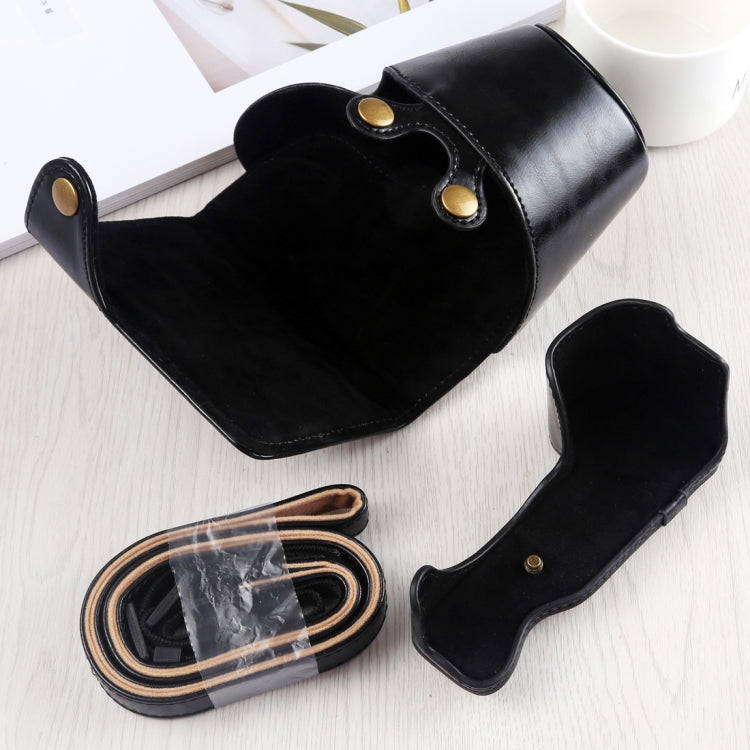 Full Body Camera PU Leather Case Bag with Strap for Sony A6400 / ILCE-A6400 (Black)