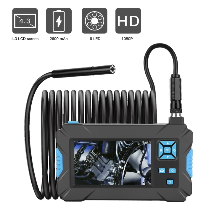 P30 5.5mm IP67 Water-resistant 4.3 inch HD Portable Endoscope Hard Cable Industrial Endoscope, Cable Length: 2m(Blue)