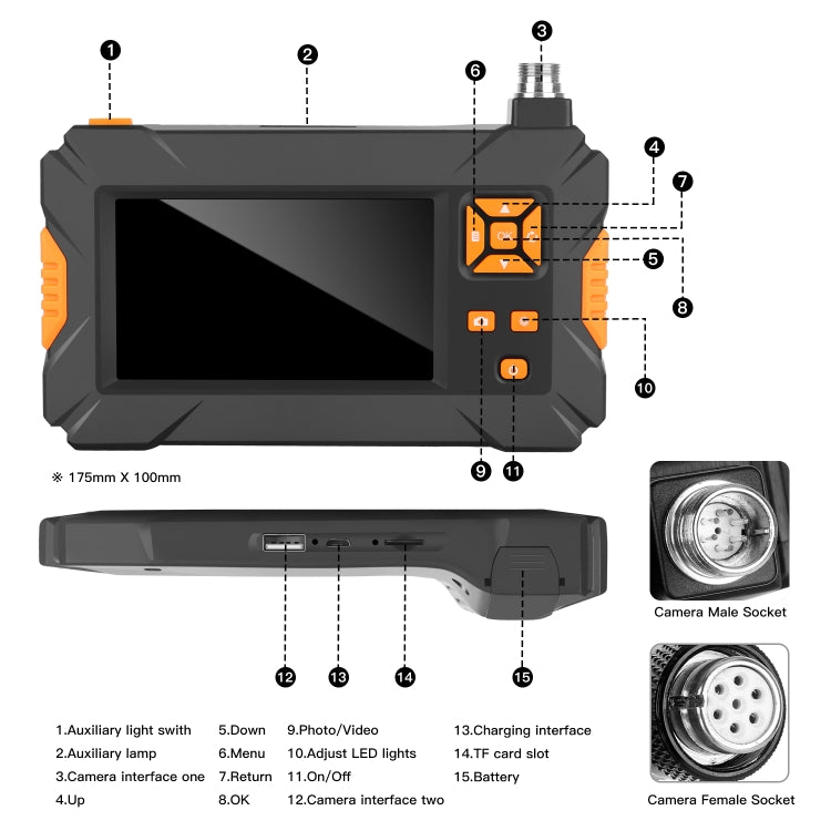 P30 8mm IP67 Water-resistant 4.3 inch HD Portable Endoscope Snake Tube Industrial Endoscope, Cable Length: 3m