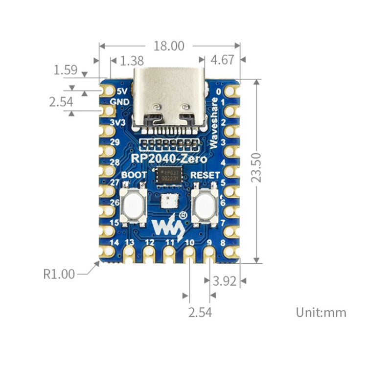 Waveshare RP2040-Zero Pico-like MCU Board Based on Raspberry Pi MCU RP2040, with Pinheader mini Version - free shipping - PMC TechLife - Order now!