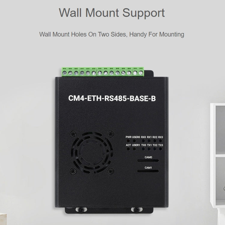 Waveshare Dual ETH Mini-Computer for Raspberry Pi CM4, Gigabit Ethernet, 4CH Isolated RS485(US Plug)