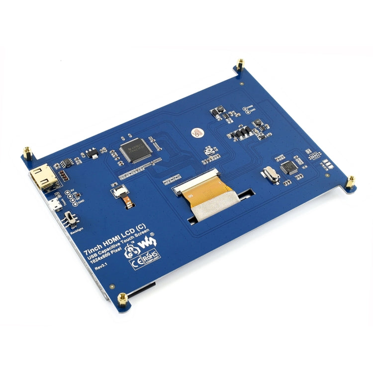 WAVESHARE 7 Inch HDMI LCD (C) 1024x600 Touch Screen for Raspberry Pi with Bicolor Case