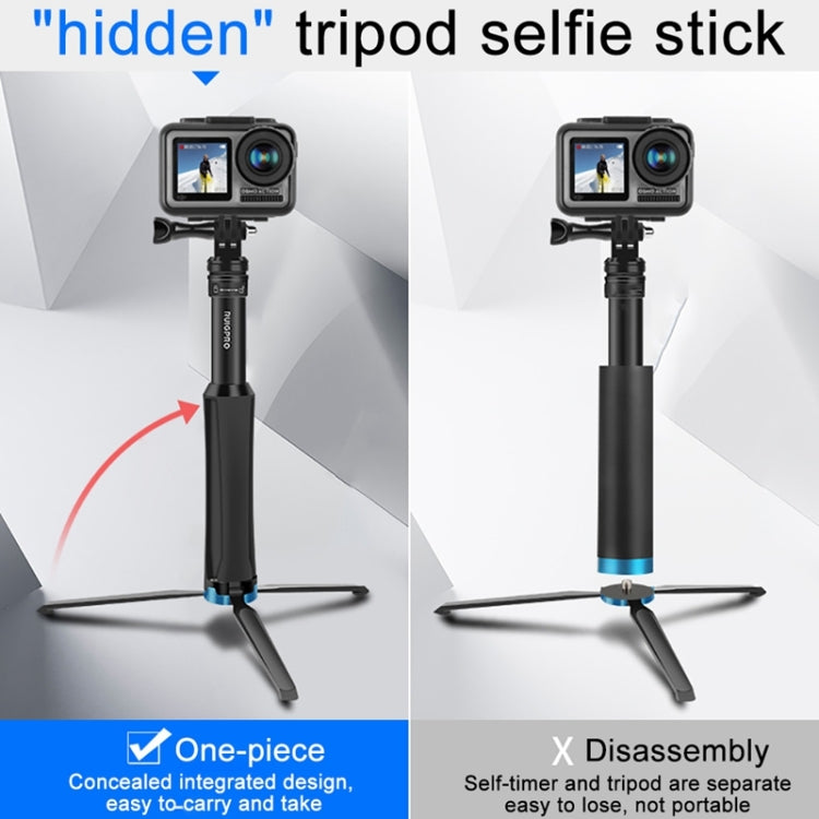 RUIGPRO One-piece Handheld Tripod Selfie Stick Telescopic Monopod Mount for GoPro, Insta360, DJI and Other Action Cameras(Black)