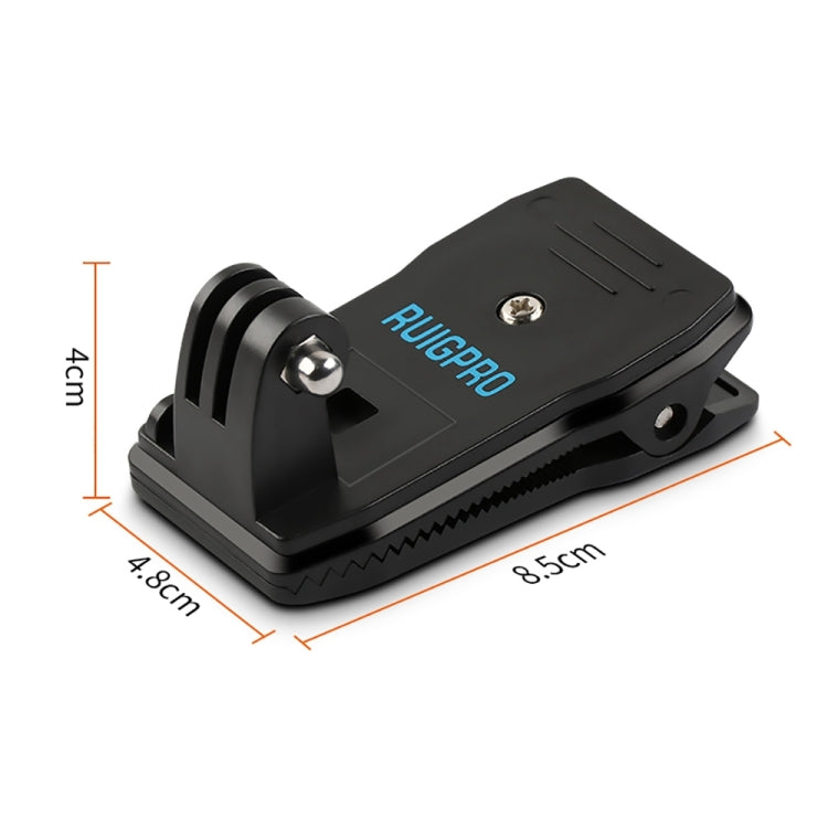 RUIGPRO 360 Degree Rotation Backpack Rec-Mounts Clip Clamp Mount + Phone Clamp for GoPro, Insta360, DJI and Other Action Cameras(Black) - Mount & Holder by RUIGPRO | Online Shopping South Africa | PMC Jewellery | Buy Now Pay Later Mobicred