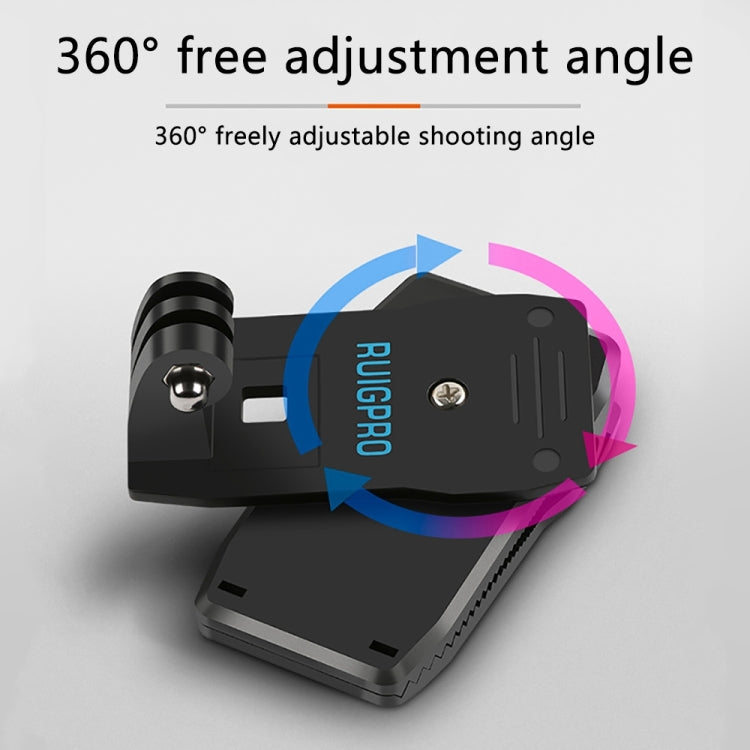 RUIGPRO 360 Degree Rotation Backpack Rec-Mounts Clip Clamp Mount + Phone Clamp for GoPro, Insta360, DJI and Other Action Cameras(Black) - Mount & Holder by RUIGPRO | Online Shopping South Africa | PMC Jewellery | Buy Now Pay Later Mobicred