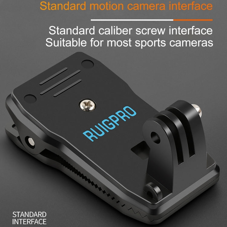 RUIGPRO 360 Degree Rotation Backpack Rec-Mounts Clip Clamp Mount + Phone Clamp for GoPro, Insta360, DJI and Other Action Cameras(Black) - Mount & Holder by RUIGPRO | Online Shopping South Africa | PMC Jewellery | Buy Now Pay Later Mobicred