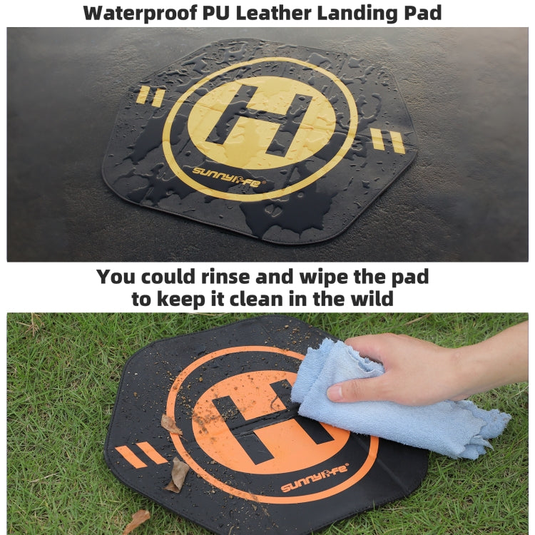 Sunnylife Drone Landing Pad 35cm Fast-Fold Double-Sided Leather Water-resistant Helipad for DJI Neo / Avata 1 / 2 / Mini Series (Yellow+Orange)