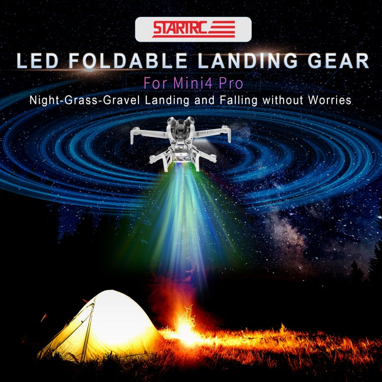 For DJI Mini 4 Pro STARTRC LED Light Folding Heightened Landing Gear Training Rack (Grey) - free shipping - PMC Jewellery - Order now!