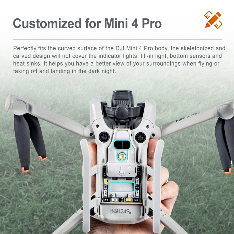 For DJI Mini 4 Pro STARTRC LED Light Folding Heightened Landing Gear Training Rack (Grey) - free shipping - PMC Jewellery - Order now!