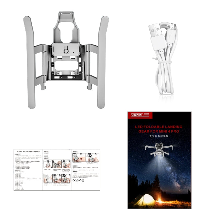 For DJI Mini 4 Pro STARTRC LED Light Folding Heightened Landing Gear Training Rack (Grey) - free shipping - PMC Jewellery - Order now!