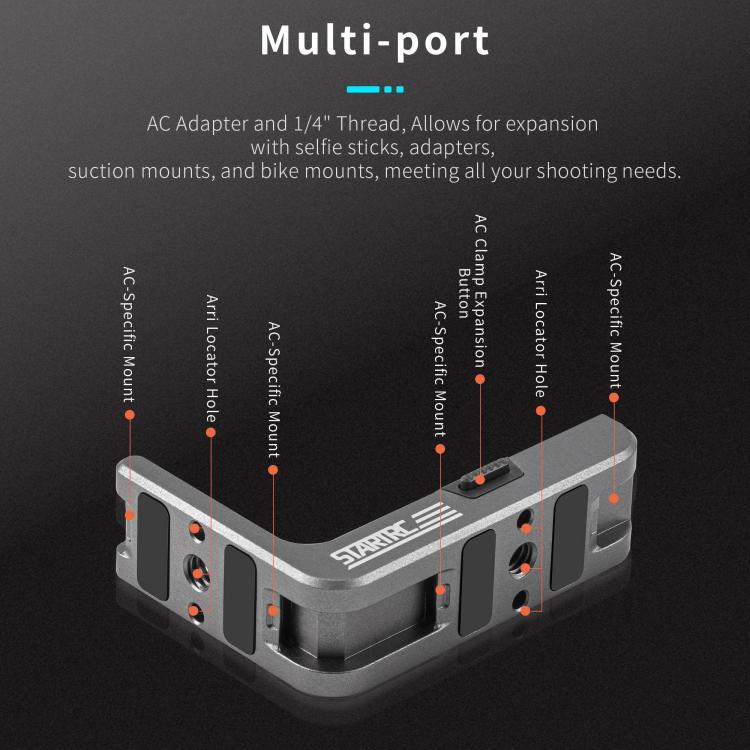 For DJI Osmo Action 5 Pro / 4 / 3 STARTRC L-shaped Magnetic Quick Release Bracket (Black) - free shipping - PMC TechLife - Order now!
