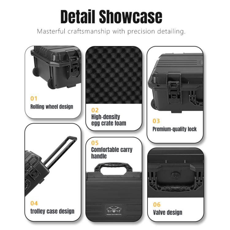 Portable Box Sealed Water-resistant Trolley Suitcase For DJI Mavic 4 Pro / Mavic 3 / Air 3 (Black)