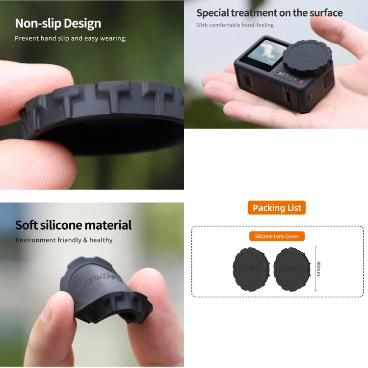 For DJI Osmo Action 5 Pro / 4 / 3 Sunnylife 2pcs Silicone Lens Cap (Black) - Other by Sunnylife | Online Shopping South Africa | PMC TechLife | Buy Now Pay Later Mobicred