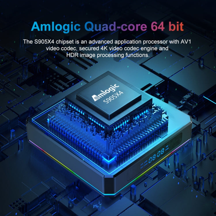 X96 X4 8K Smart TV BOX Android 11.0 Media Player with Remote Control, Amlogic S905X4 Quad Core ARM Cortex A55, RAM: 4GB, ROM: 64GB, Support 1000M, Dual Band WiFi, Bluetooth, UK Plug