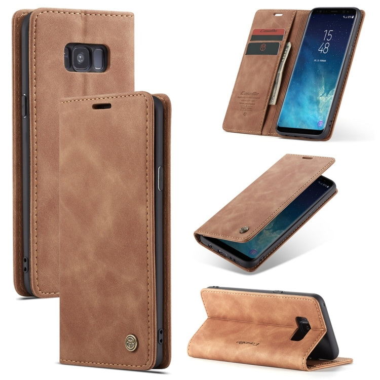 CaseMe-013 Multifunctional Retro Frosted Horizontal Flip Leather Case with Card Slot & Holder & Wallet for Galaxy S8 Plus(Brown)