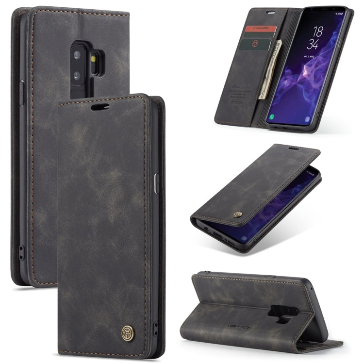CaseMe-013 Multifunctional Retro Frosted Horizontal Flip Leather Case with Card Slot & Holder & Wallet for Galaxy S9 Plus(Black)