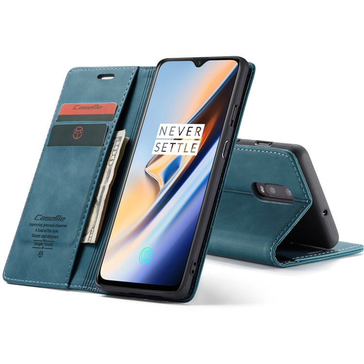 CaseMe-013 Multifunctional Horizontal Flip Leather Case with Card Slot & Holder for OnePlus 7(Blue)