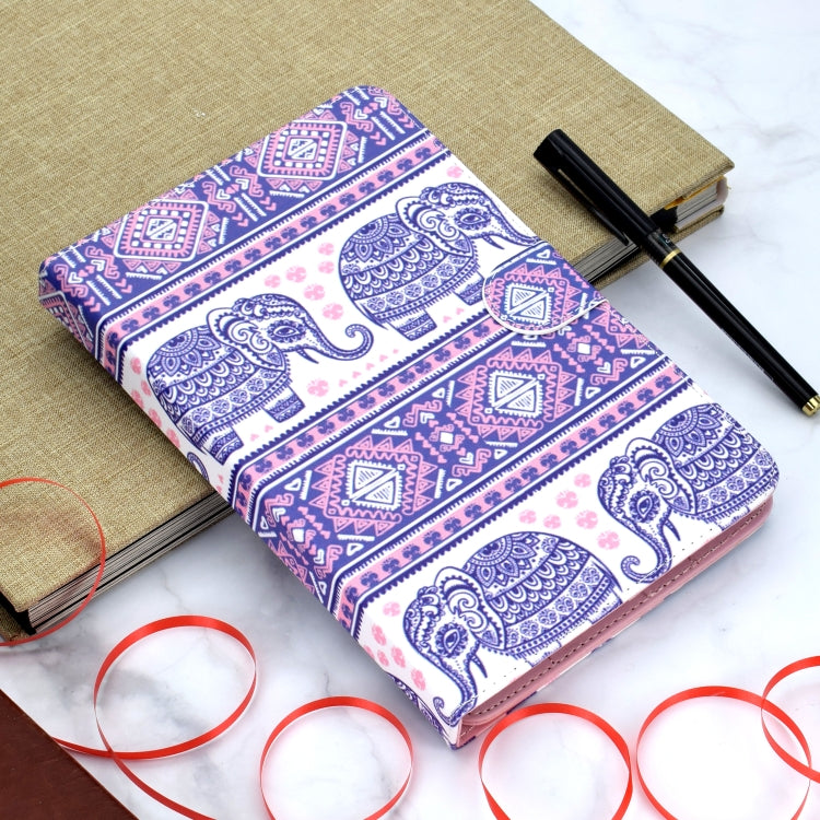 Colored Pattern Drawing Horizontal Flip PU Leather Case with Three-folding Holder for 10 inch Tablet PC(Totem elephants) - 10 - 11 inch by PMC TechLife | Online Shopping South Africa | PMC TechLife | Buy Now Pay Later Mobicred