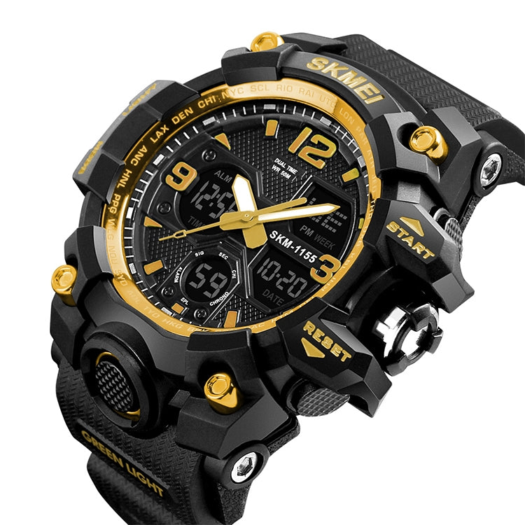 SKMEI 1155B Multifunctional Men Outdoor Sports Noctilucent Water-resistant Large Dial Wrist Watch(Gold)