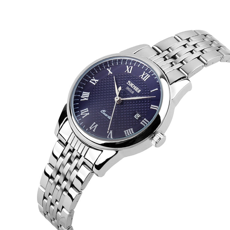 SKMEI 9058 Multifunctional Outdoor Fashion Water-resistant Steel Strip Quartz Wrist Watch(Women Style Blue)