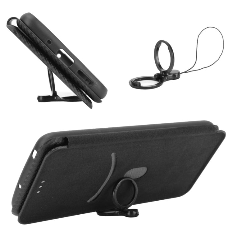 For Samsung Galaxy S21 Ultra 5G Carbon Fiber Texture Horizontal Flip TPU + PC + PU Leather Case with Card Slot(Black)