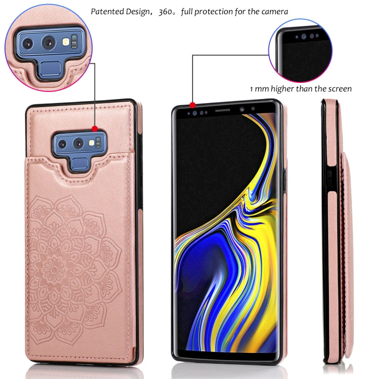 For Samsung Galaxy Note9 Double Buckle Mandala Pattern PU+TPU Protective Case with Card Slots & Holder & Photo Frame(Rose Gold) - Galaxy Phone Cases by PMC TechLife | Online Shopping South Africa | PMC TechLife