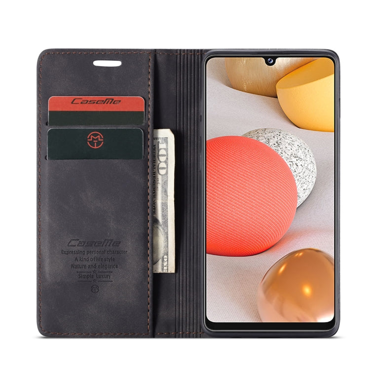 For Samsung Galaxy A42 5G CaseMe-013 Multifunctional Retro Frosted Horizontal Flip Leather Case with Card Slot & Holder & Wallet(Black)