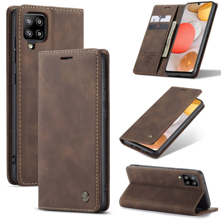 For Samsung Galaxy A42 5G CaseMe-013 Multifunctional Retro Frosted Horizontal Flip Leather Case with Card Slot & Holder & Wallet(Coffee)