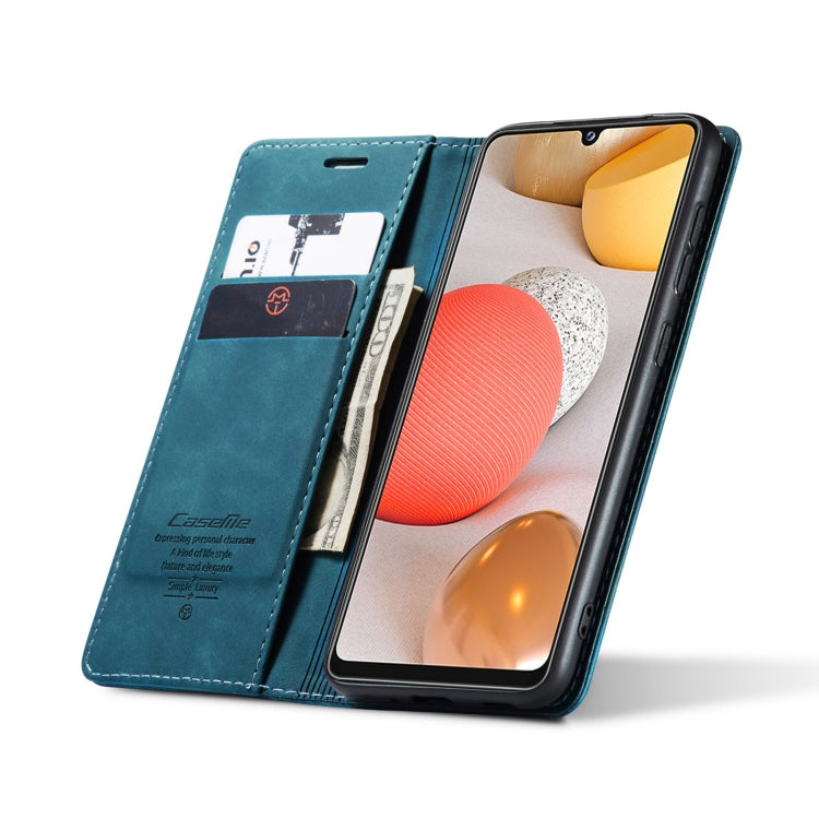 For Samsung Galaxy A42 5G CaseMe-013 Multifunctional Retro Frosted Horizontal Flip Leather Case with Card Slot & Holder & Wallet(Blue)