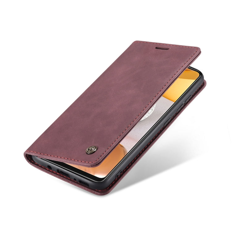 For Samsung Galaxy A42 5G CaseMe-013 Multifunctional Retro Frosted Horizontal Flip Leather Case with Card Slot & Holder & Wallet(Wine Red)