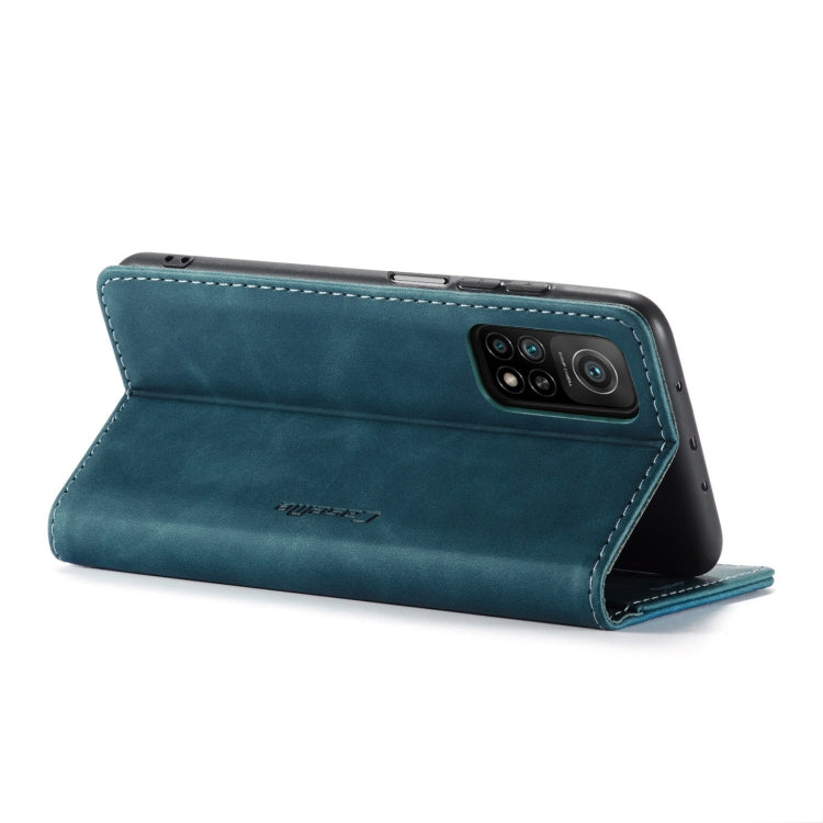 For Xiaomi Mi 10T 5G / 10T Pro 5G CaseMe-013 Multifunctional Retro Frosted Horizontal Flip Leather Case with Card Slot & Holder & Wallet(Blue)