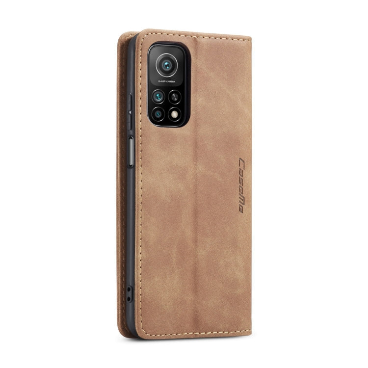 For Xiaomi Mi 10T 5G / 10T Pro 5G CaseMe-013 Multifunctional Retro Frosted Horizontal Flip Leather Case with Card Slot & Holder & Wallet(Brown)