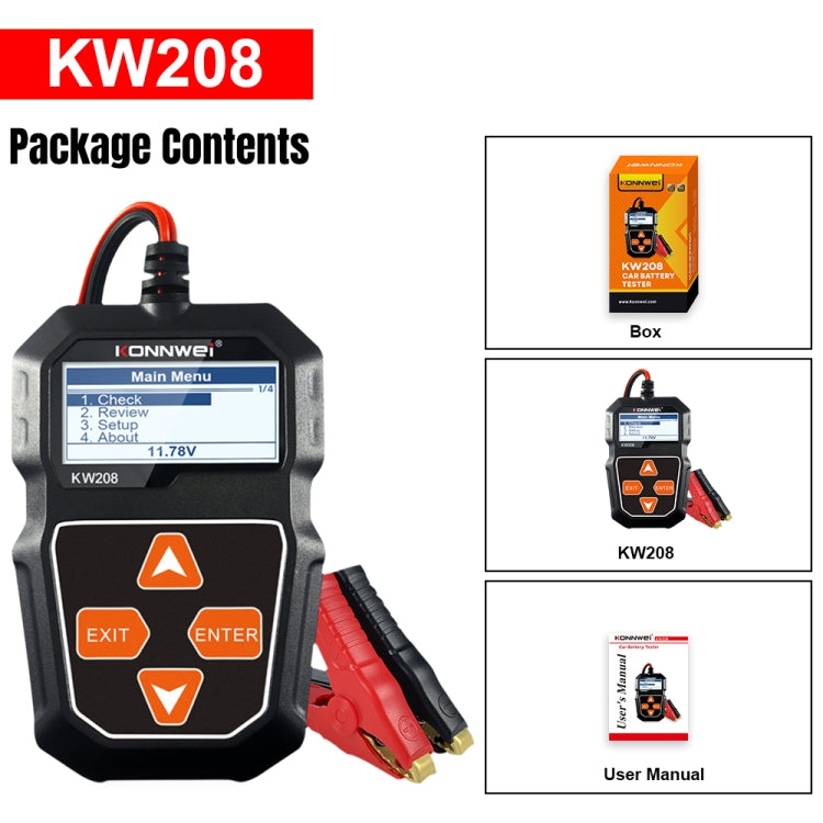 KONNWEI KW208 Car TFT Color Screen Battery Tester Support 8 Languages - free shipping - PMC TechLife - Order now!