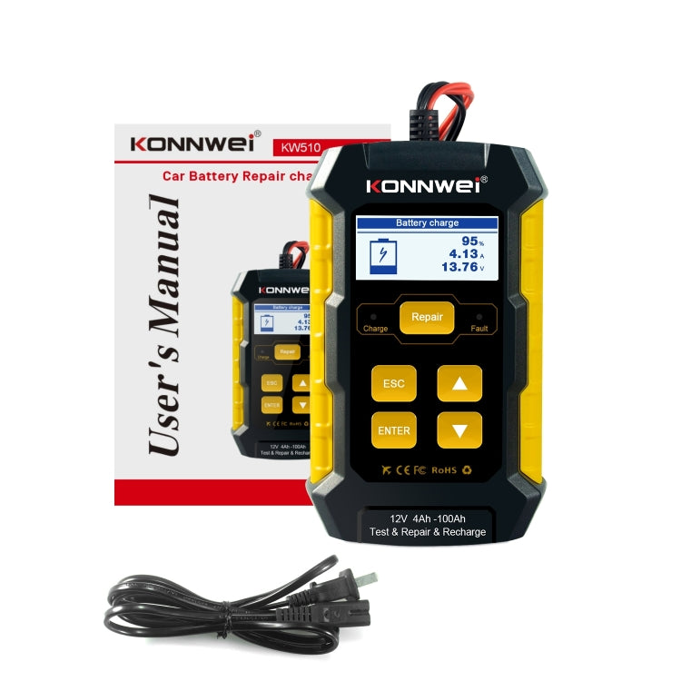 KONNWEI KW510 3 in 1 Car Battery Tester / Charger / Repairer, Support 8 Languages(US Plug) - free shipping - PMC TechLife - Order now!