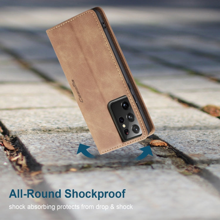 For Samsung Galaxy S21 Ultra 5G CaseMe 013 Multifunctional Horizontal Flip Leather Case with Holder & Card Slot & Wallet(Brown) - free shipping - PMC Jewellery - Order now!